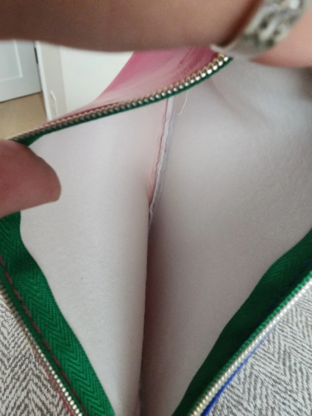 Ipsy Hot Pink And Blue Leather Cosmetic Pouch